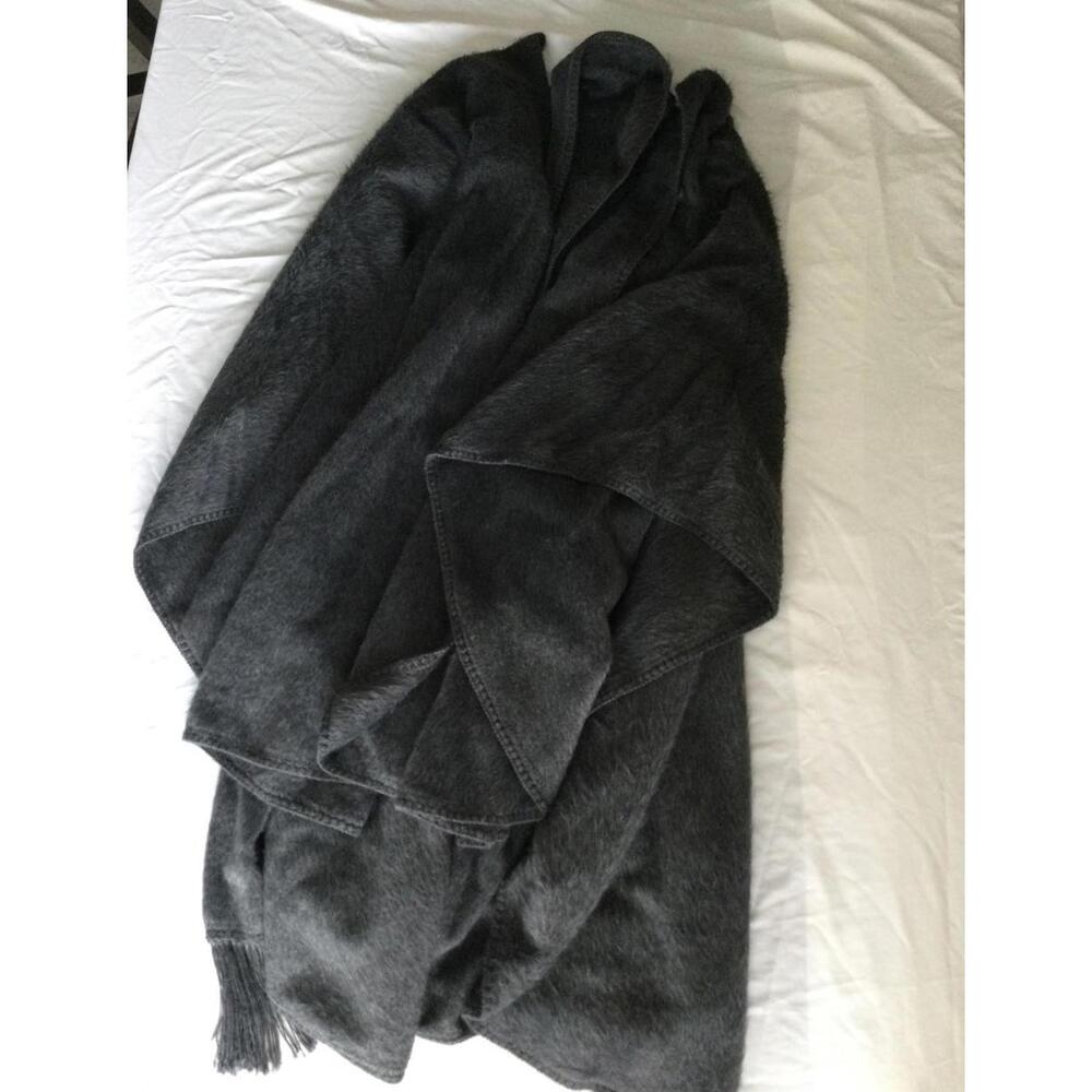 Dark Gray Alpaca Camaro Cape Poncho Cardigan Wrap - Picture 2 of 4